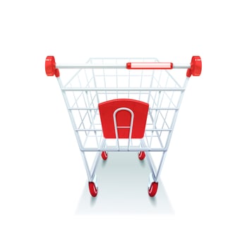 Supermarket Grocery Shopping Cart Realistic Image  vector