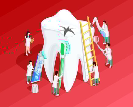 Medical Dental Isometric Template vector