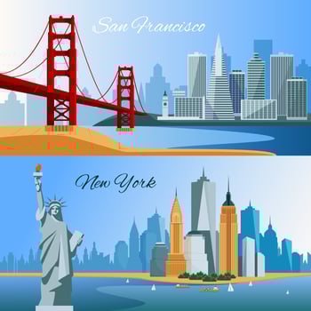 USA Flat Composition Banners vector