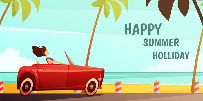 Retro Car Summer Holiday Vacation Poster  vector