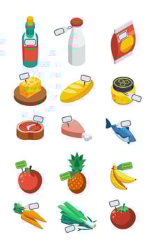 Supermarket Isometric Flat Icons  vector