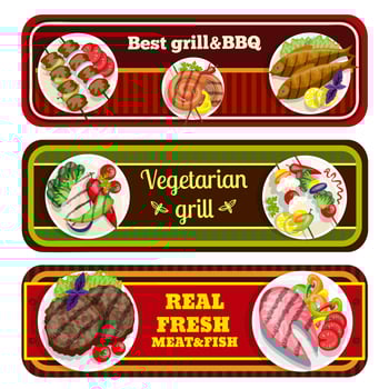 Grill Dishes Banners vector