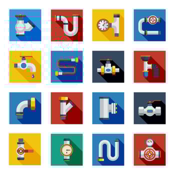  Pipes Shadow Icons Set vector