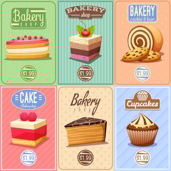 Cakes and Sweets Mini Posters Collection vector