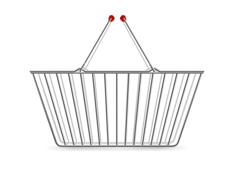 Metallic Shopping Basket Empty Realistic Pictogram vector