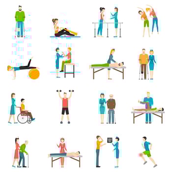 Physiotherapy Rehabilitation Color Icons vector