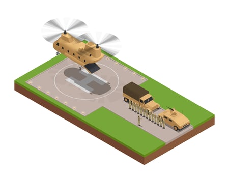Military Base Isometric Composition vector