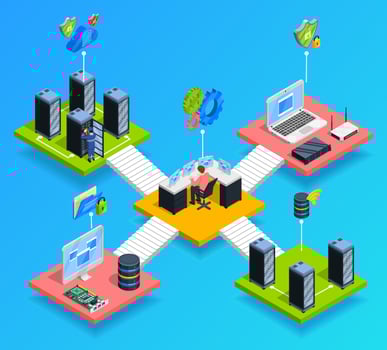 Data Center Isometric Composition vector