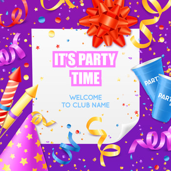 Party Announcement Invitation Festive Colorful Template  vector