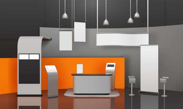 Exhibition Booth 3D Composition vector