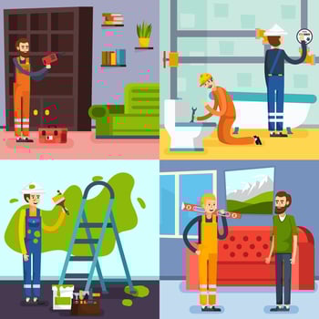 Renovation Concept 4 Flat Icons  vector