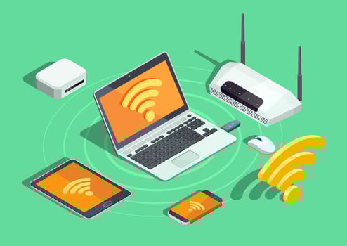 Wireless Technology Electronic Devices Isometric Poster vector