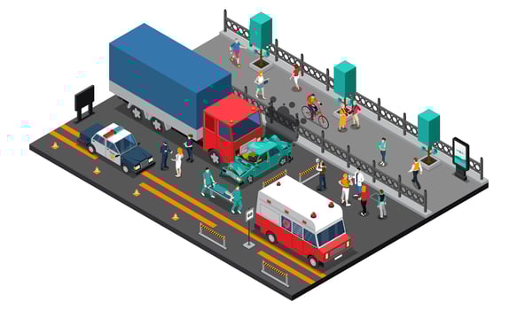 Road Crash Isometric Illustration vector
