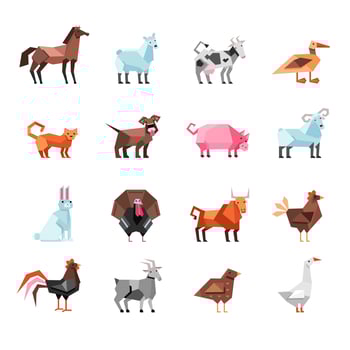 Geometric Farm Animals Set vector