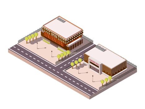 Entertainment Places Isometric Set vector