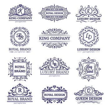 Luxury Labels Monochrome Set  vector