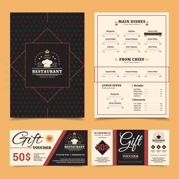 Restaurant Menu Gift Card Set Design  vector
