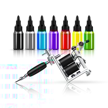 Tattoo Machine And Inks Illustration vector