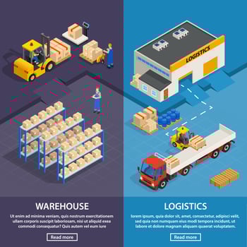 Logistics And Warehouse Vertical Banners vector