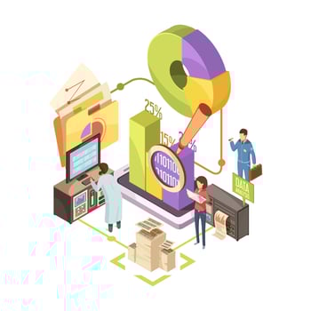 Information Center Isometric Illustration vector