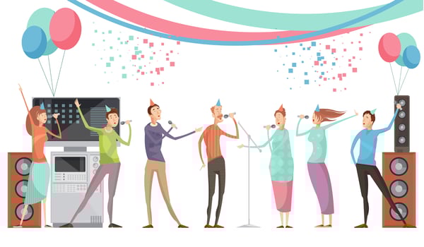 Karaoke party flat vector