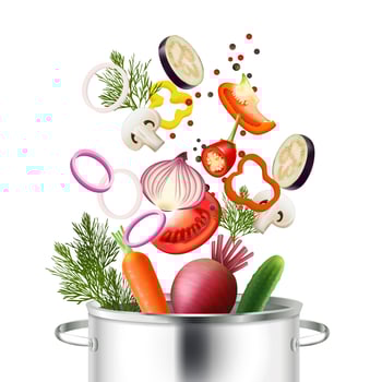 Vegetables And Pot Concept vector