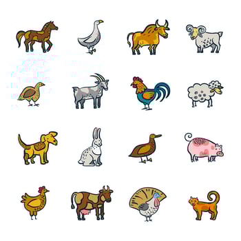 Line Farm Animals Set vector