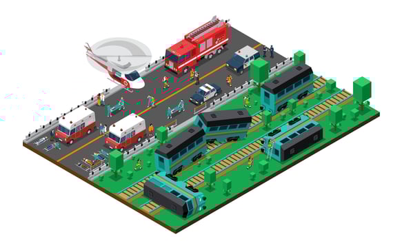 Train Wreck Isometric Design vector