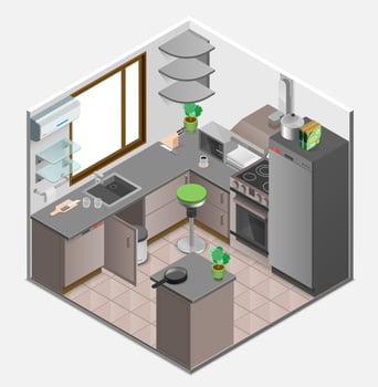 Kitchen Interior Isometric Concept vector