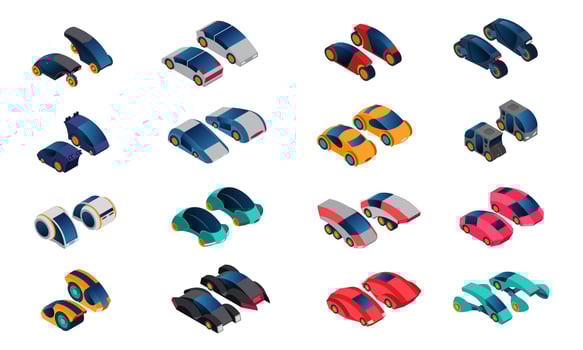 Futuristic Cars Isometric Icons Set vector