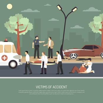 Traffic Accident First Aid Flat Poster vector