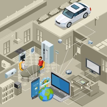 Internet Of Things Concept Isometric Poster  vector