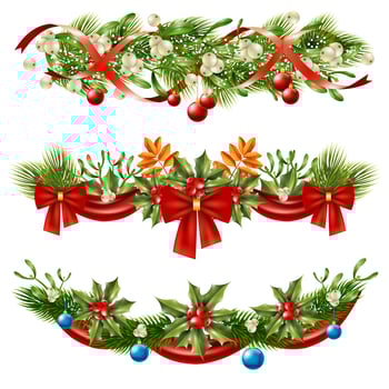 Christmas Berry Branches Decoration Set vector