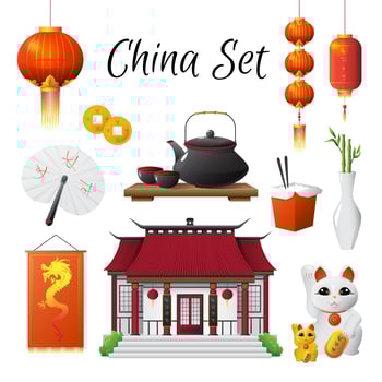 China Culture Traditions Symbols Collection  vector