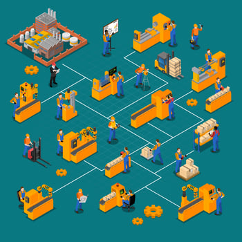 Factory Workers Isometric Composition  vector