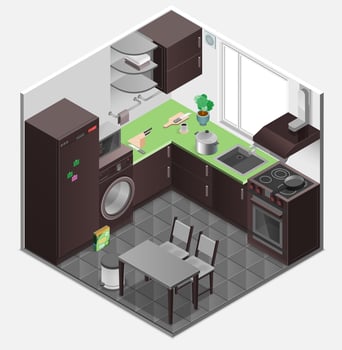 Kitchen Interior Isometric Composition vector