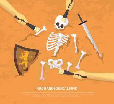 Archaeological Site  Unearthed Finds Flat Illustration  vector