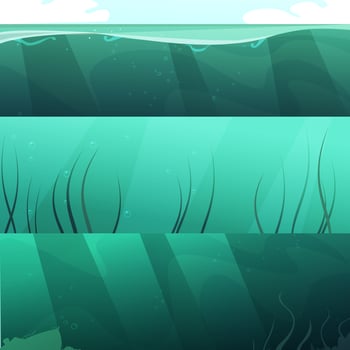 Ocean Green Water Horizontal Banners Set  vector