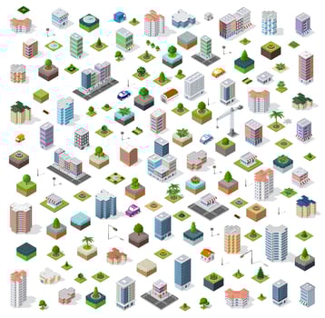 Isometric city set street vector