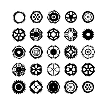 Set of silhouettes gears vector