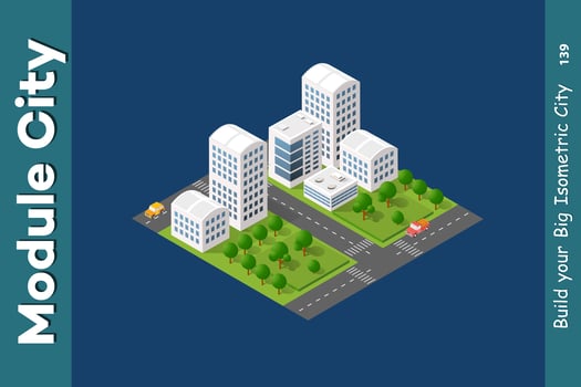Set of isometric skyscrapers street vector