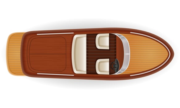 motor boat vintage old retro made of wooden vector illustration