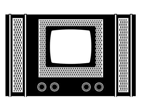 tv old retro vintage icon stock vector illustration black outline silhouette