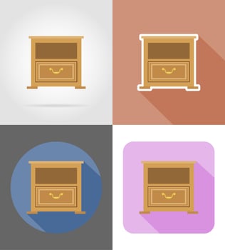 nightstand furniture set flat icons vector illustration