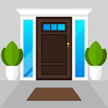 Flat Modern Simple Doors House Vector Illustration