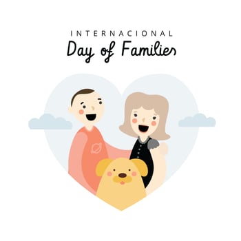 White Couple With Yellow Dog And Heart to International Day Of Families vector