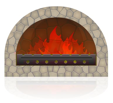 burning fire in the fireplace vector illustration