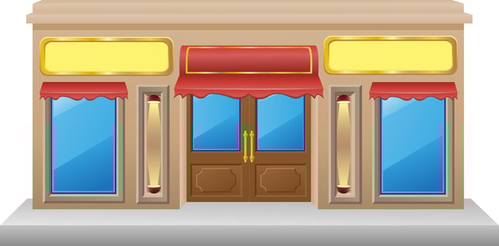 shop facade with a showcase vector