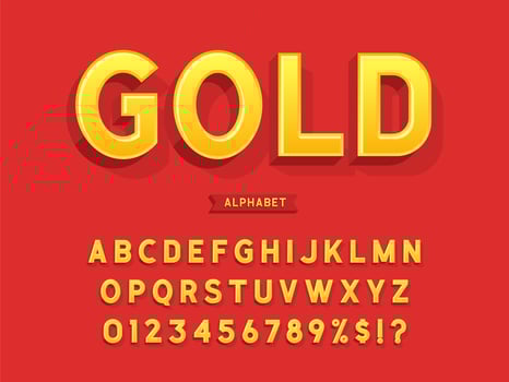3D Gold Bold Alphabet vector