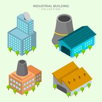 Flat Detail Industrial Building Vector Collection 